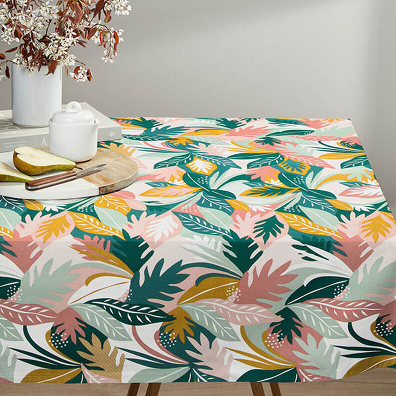 Tecido para decoração Sarja de algodão Esboços de folhas – rosa/verde escuro,  image number 5