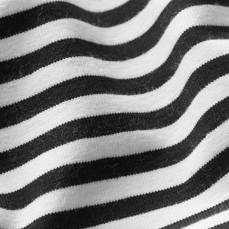 Jersey de algodão Riscas estreitas – preto/branco,  image number 3