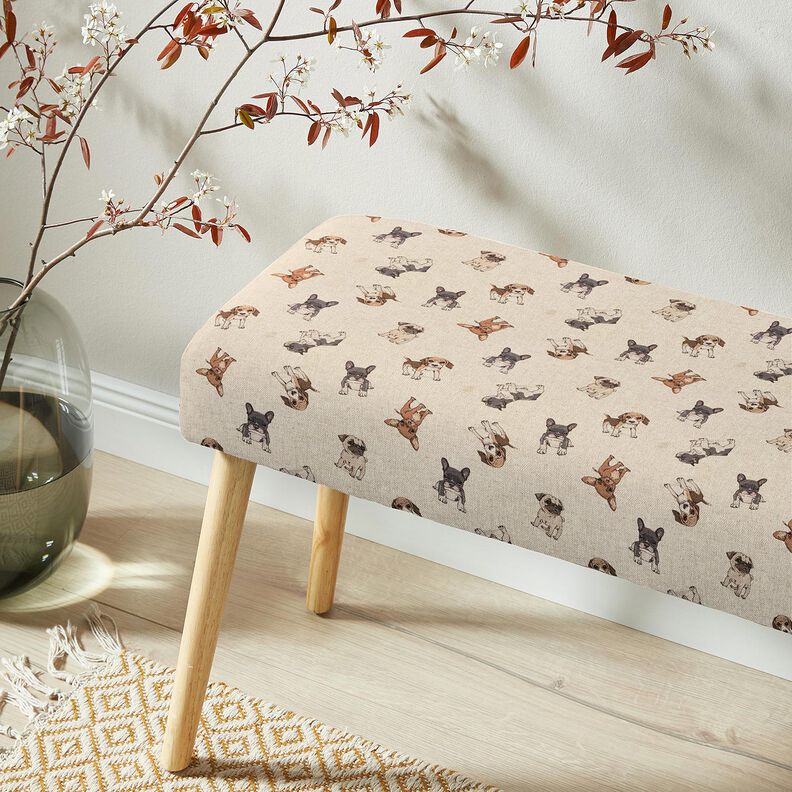 Tecido para decora&ccedil;&atilde;o Meio linho Panam&aacute; Filhotes &ndash; natural/cinzento,  image number 5