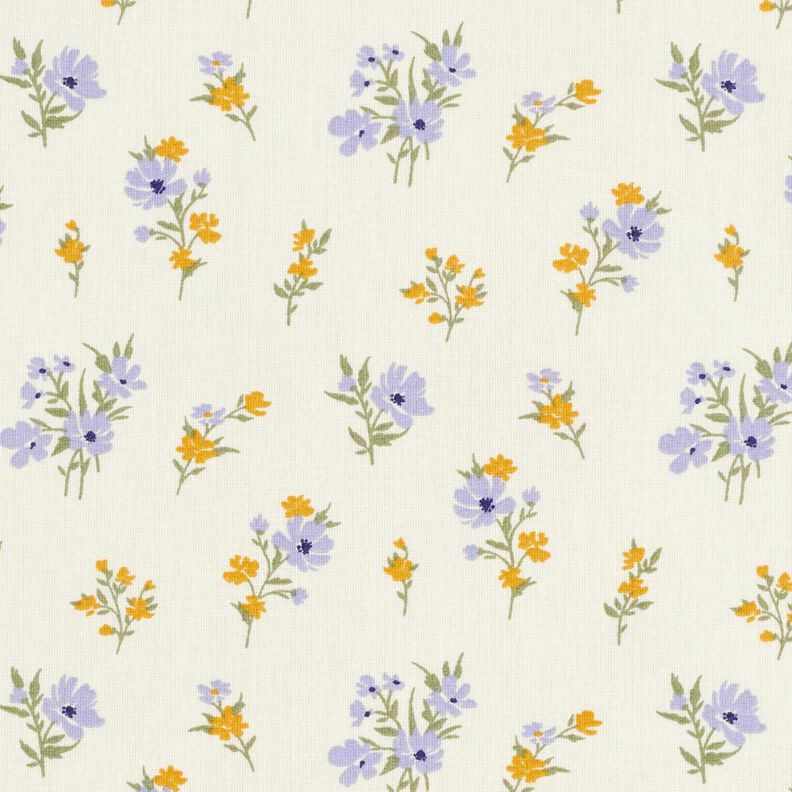 Tecido de algodão Cretone Florzinhas Mini – creme/lilás,  image number 1