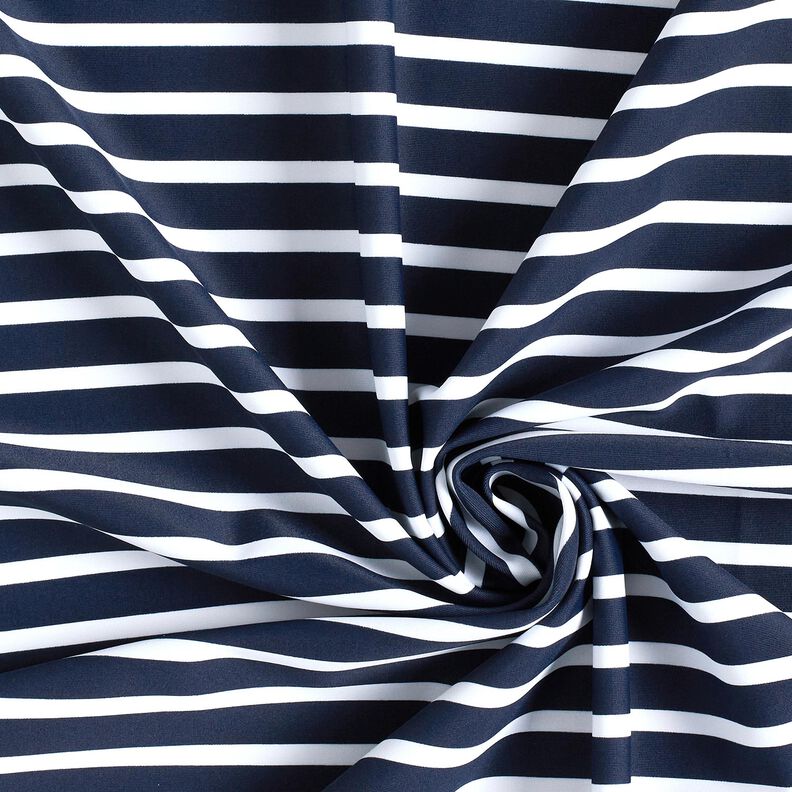 Tecido para fatos de banho Riscas marítimas – azul-noite/branco,  image number 3