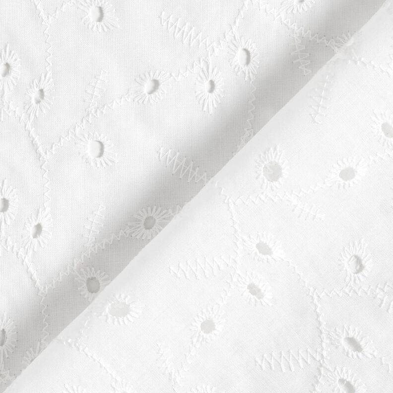 Tecido de algodão Bordado inglês Gavinhas florais – branco,  image number 4