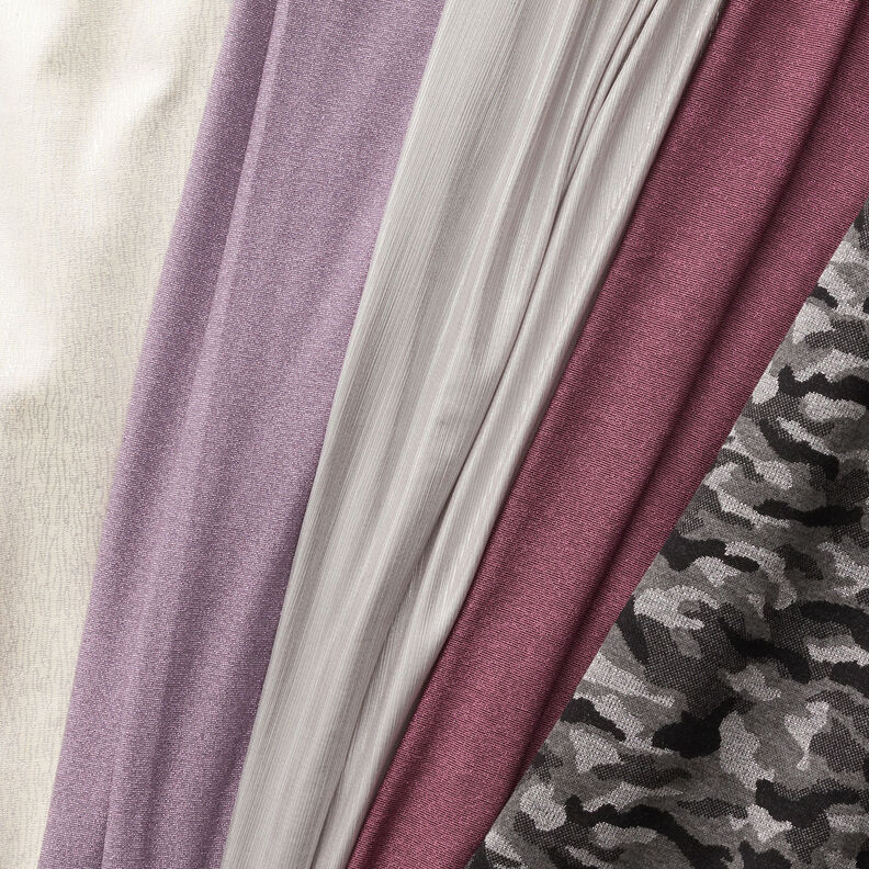 Jacquard para vestuário Linhas serpenteadas brilhantes – branco/prateado,  image number 6