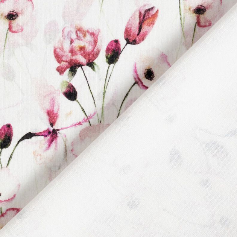 Jersey de algodão Prado de flores românticas Impressão Digital – marfim,  image number 4