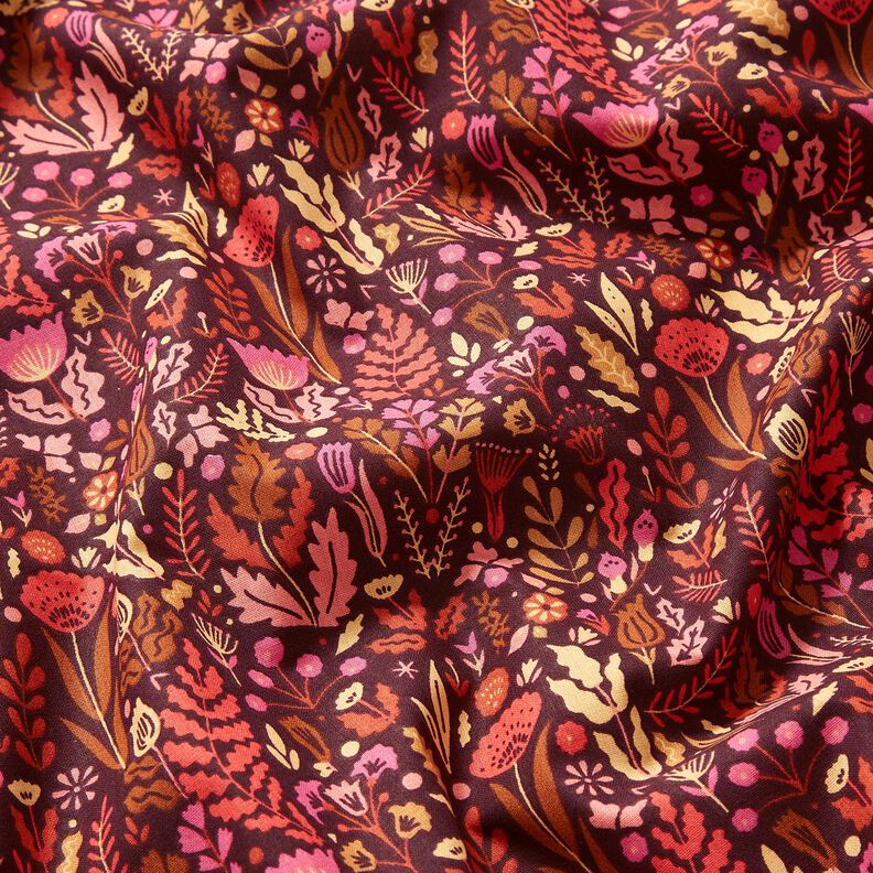 Tecido de algodão Cretone Flores silvestres – merlot/púrpura,  image number 2