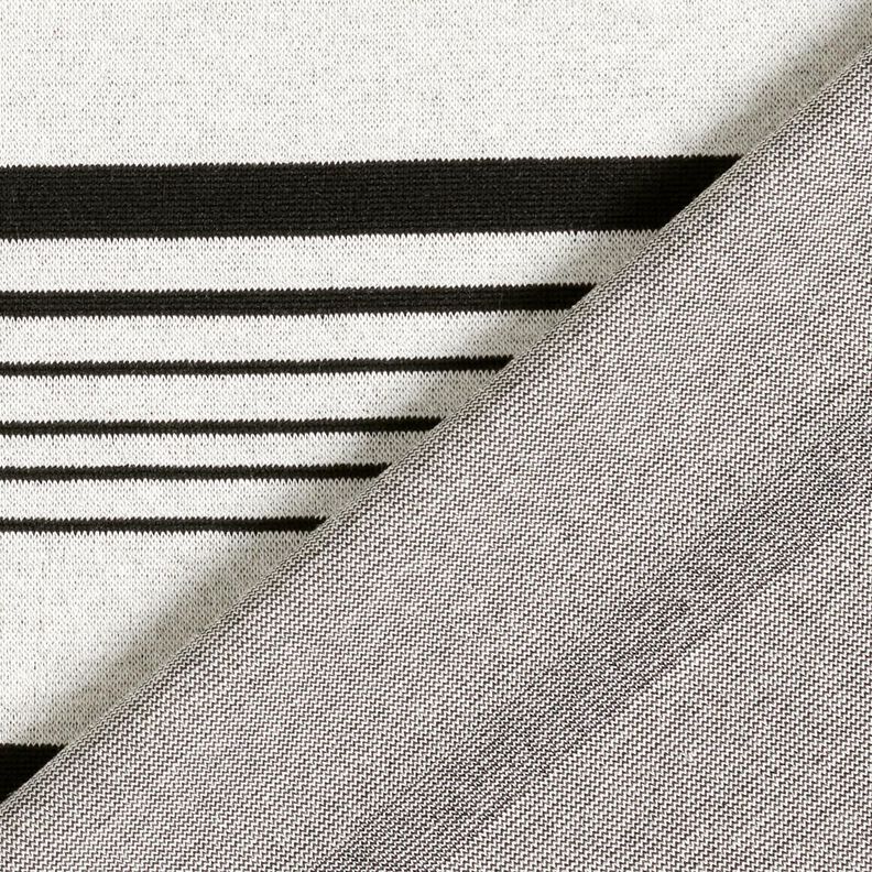 Malha jacquard com riscas irregulares – branco sujo/preto | Retalho 50cm,  image number 5