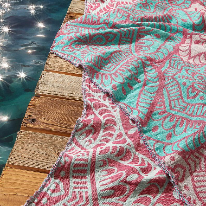 Moda de praia Toalha estilo hammam Ornamentos Jacquard – hortelã-pimenta/púrpura,  image number 5