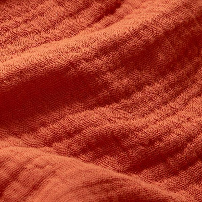 GOTS Musselina de algodão de três camadas – terracota,  image number 3