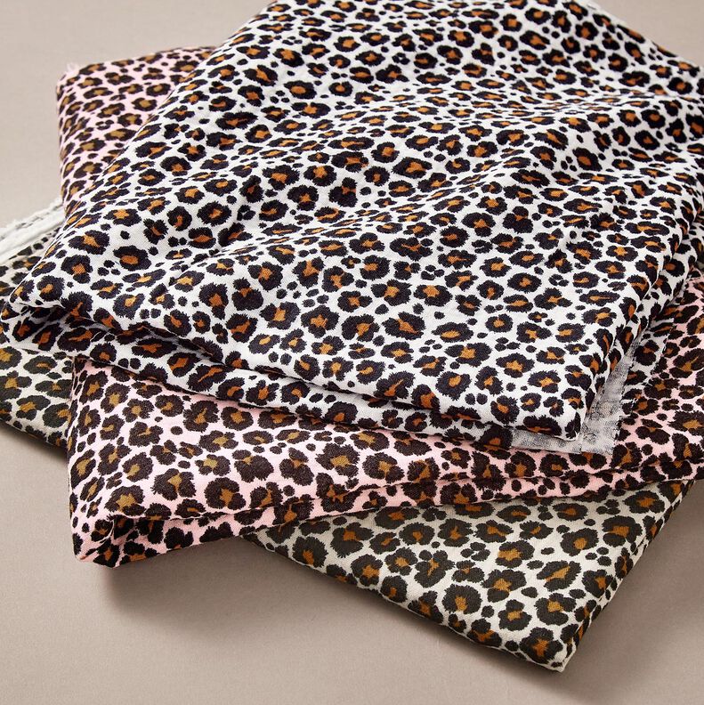 Musselina/ Tecido plissado duplo Estampado Leo – taupe claro/preto,  image number 5