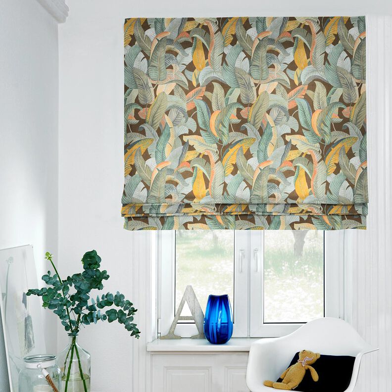 Tecido para decoração Meio linho Panamá Folhas de bananeira – cobre/caqui,  image number 6