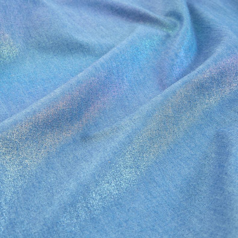 Chambray Brilho do arco-íris Estampado prateado | Poppy Fabrics – azul ganga/colorido,  image number 2