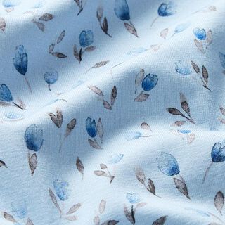Jersey de algodão Túlipas Impressão Digital – azul claro, 