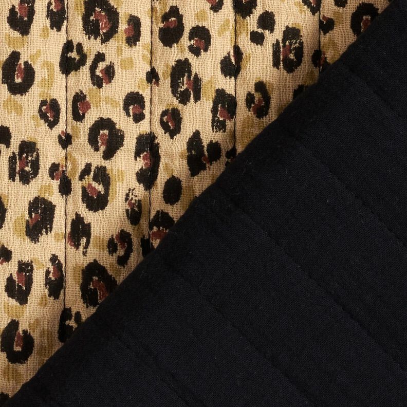 Musselina Tecido acolchoado Estampado Leo – bege/preto,  image number 5