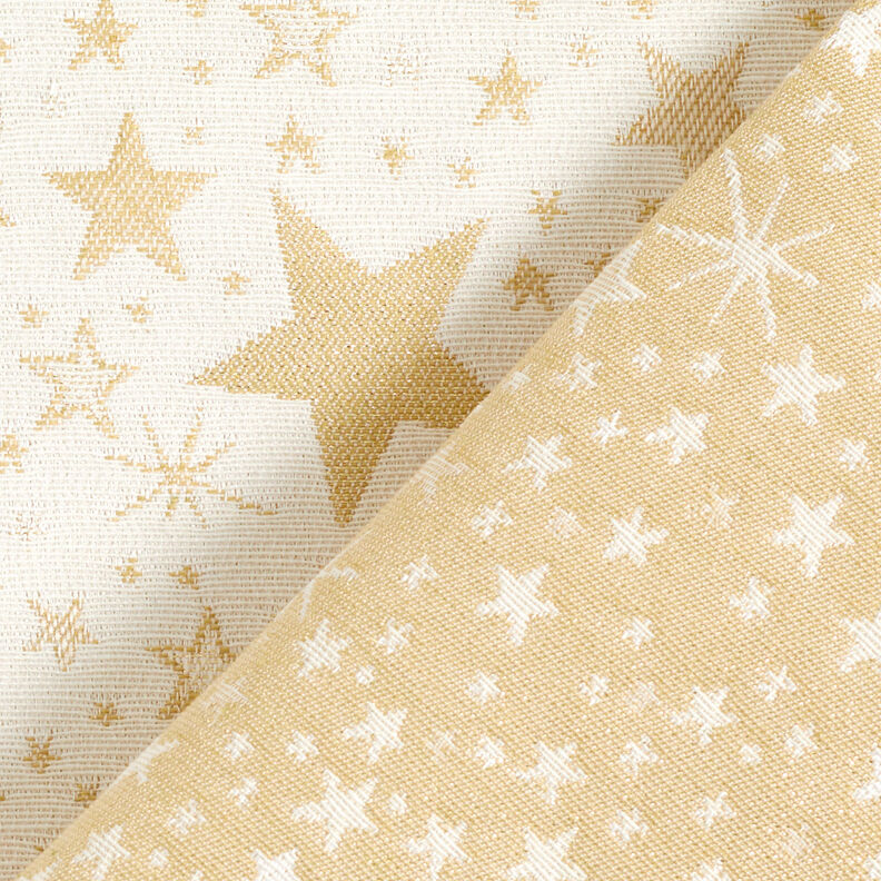 Tecido para decoração Jacquard Lurex Mar de estrelas – bege claro/dourado,  image number 4
