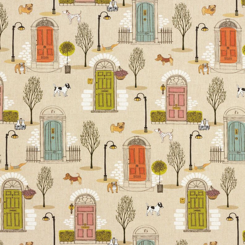 Tecido para decoração Meio linho Panamá Vizinhança de animais – natural/preto,  image number 1