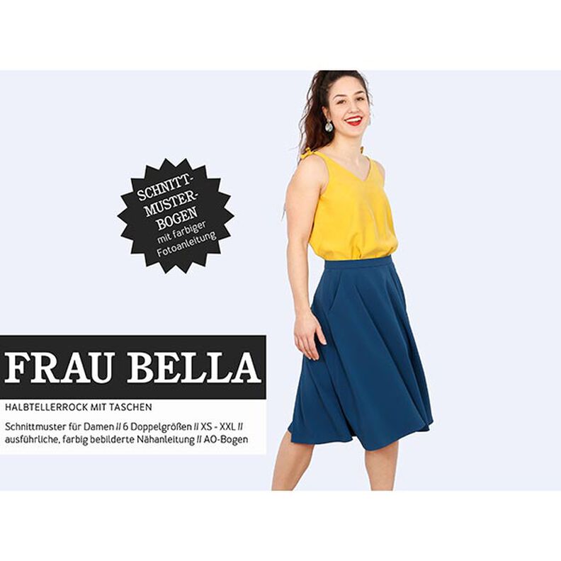 FRAU BELLA - Saia semicircular com bolsos, Studio Schnittreif  | XS -  XXL,  image number 1