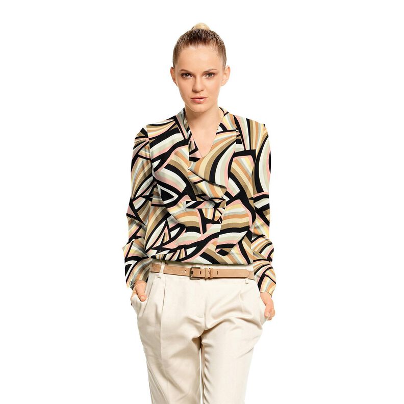 Tecido de viscose Linhas abstratas – preto/ouro rosé,  image number 5