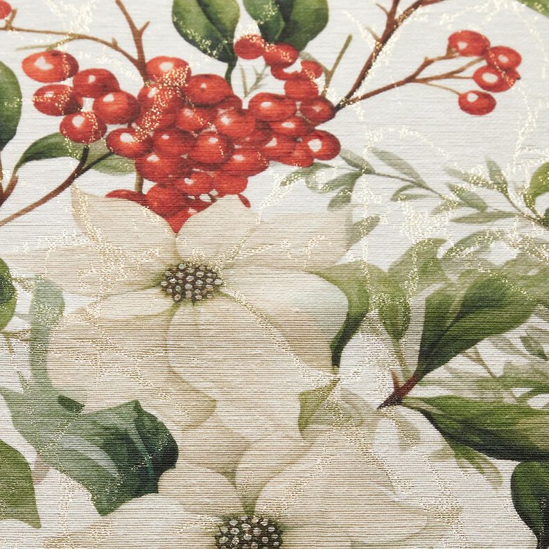 Tecido para decoração Jacquard Lurex Azevinho – natural/dourado,  image number 5