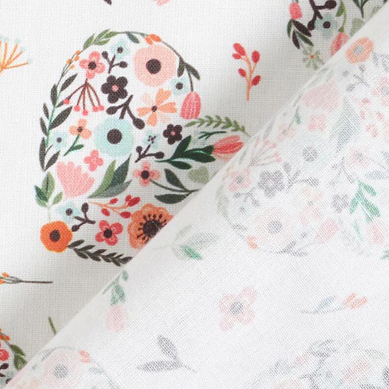 Tecido de algodão Percal Flores em corações – branco/rosa,  image number 4