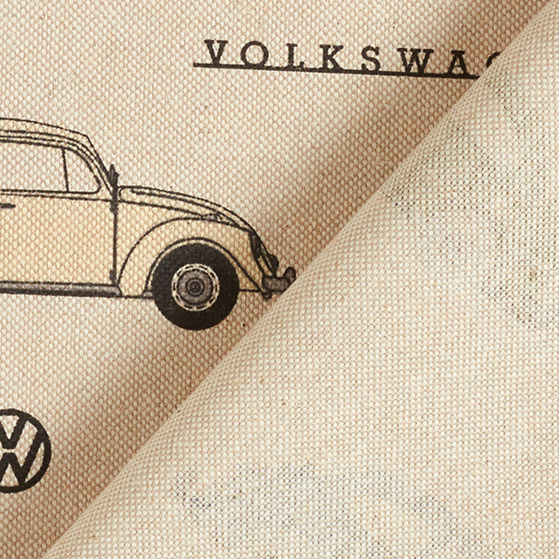 Tecido para decoração meio linho panamá VW Carocha – preto/natural,  image number 4