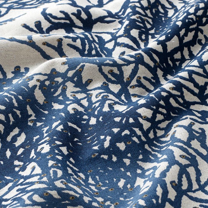 Tecido para decora&ccedil;&atilde;o Meio linho Panam&aacute; Belos corais &ndash; azul-marinho/natural,  image number 2