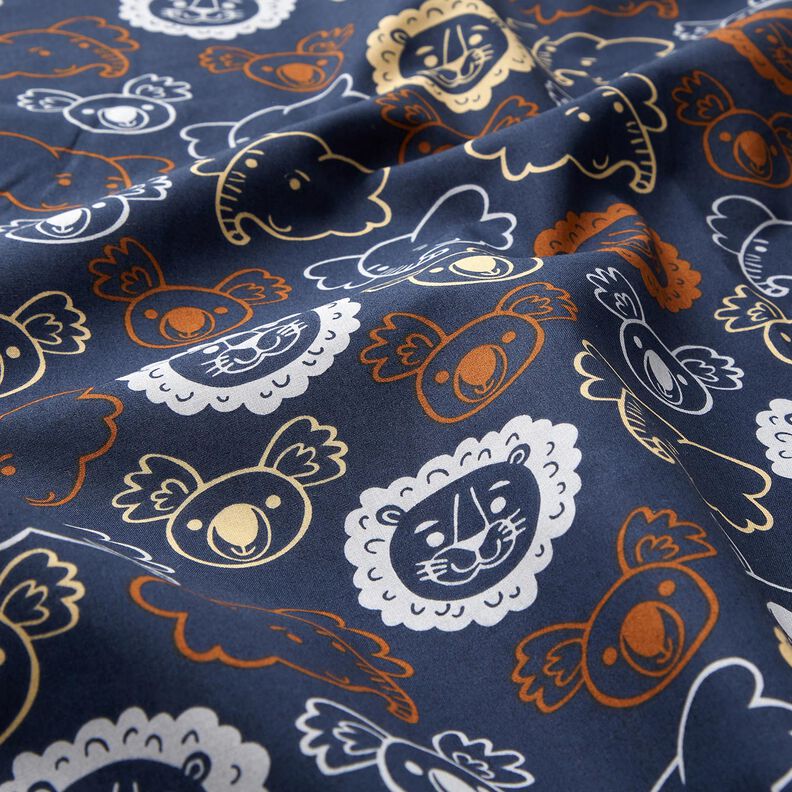 Popelina de algodão Caras de animais | Poppy Fabrics – cinza claro,  image number 2