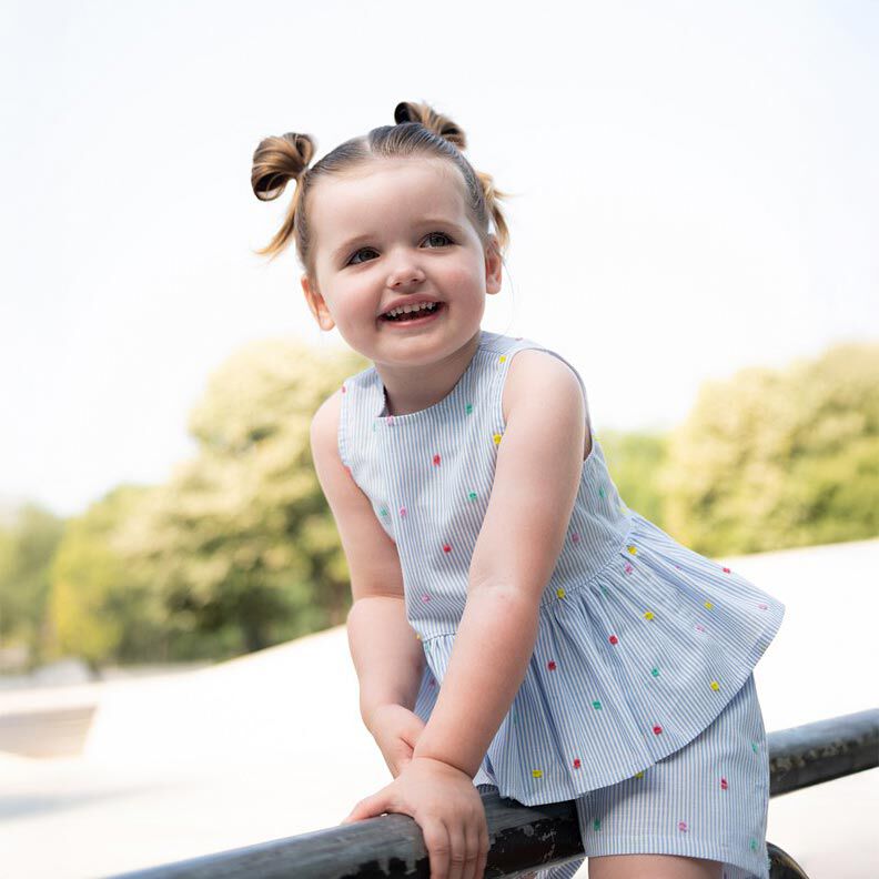 Cambraia fina de algodão Dobby e riscas | Poppy Fabrics – azul claro/branco,  image number 5