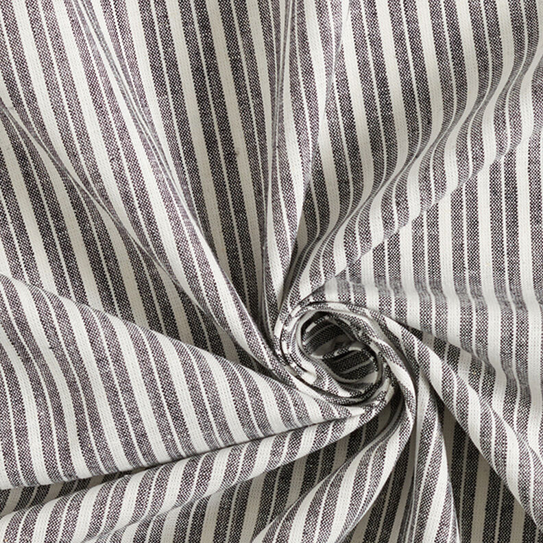 Mistura de linho e algodão Riscas largas – preto/branco sujo,  image number 3