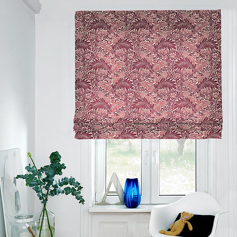 Tecido para decoração Meio linho Panamá Flores e gavinhas – natural/bordeaux,  image number 6