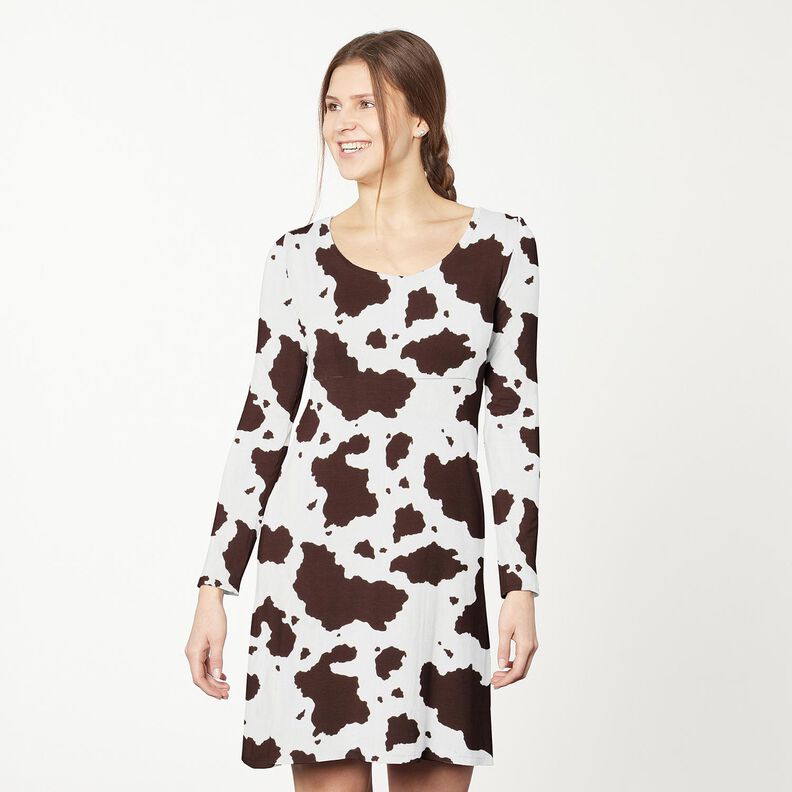 Jersey de algodão Vaca malhada – branco sujo/castanho,  image number 6