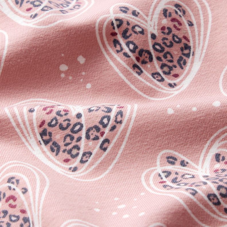 Jersey de algodão Corações Leo – rosa-velho claro,  image number 2
