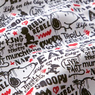 Tecido licenciado de popelina de algodão Snoopy Graffiti | Peanuts ™ – branco, 