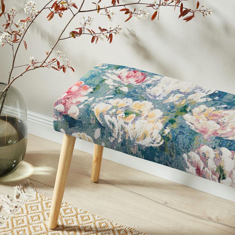 Tecido para decoração Gobelina Nenúfar – bege claro/verde,  image number 6