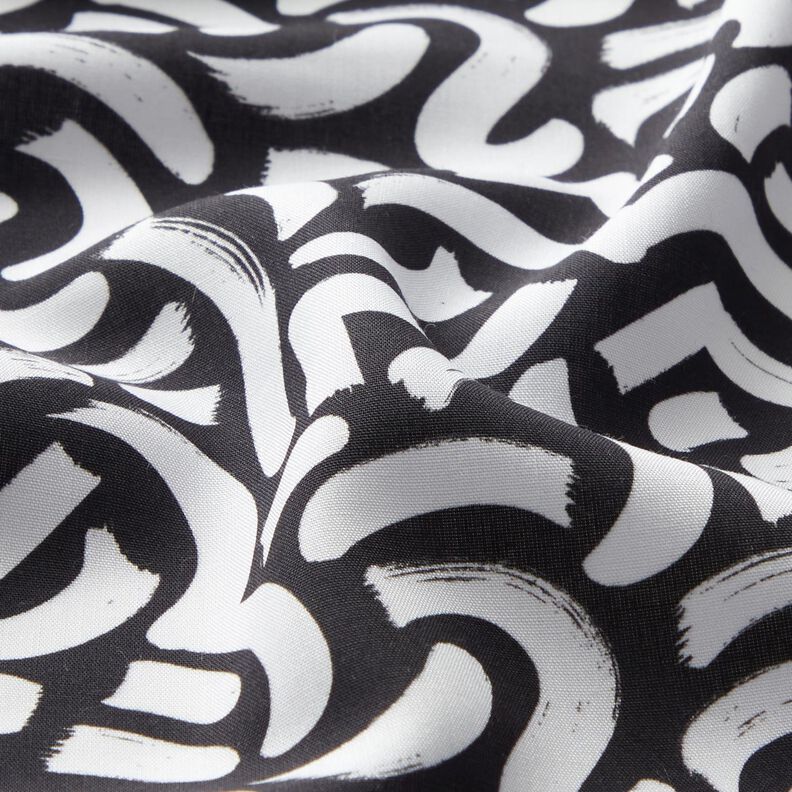 Tecido de viscose Linhas onduladas abstratas – preto/branco | Retalho 70cm,  image number 2