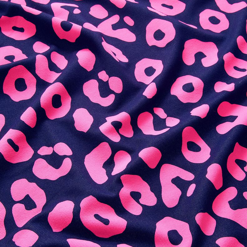 French Terry Sweat de verão Jeanslook com estampado Leo neon – azul-noite/rosa vivo,  image number 2