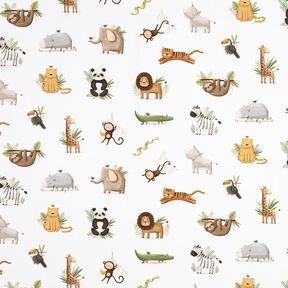 GOTS Jersey de algodão Animais fofos da estepe Impressão Digital | Poppy Fabrics – branco/oliva, 