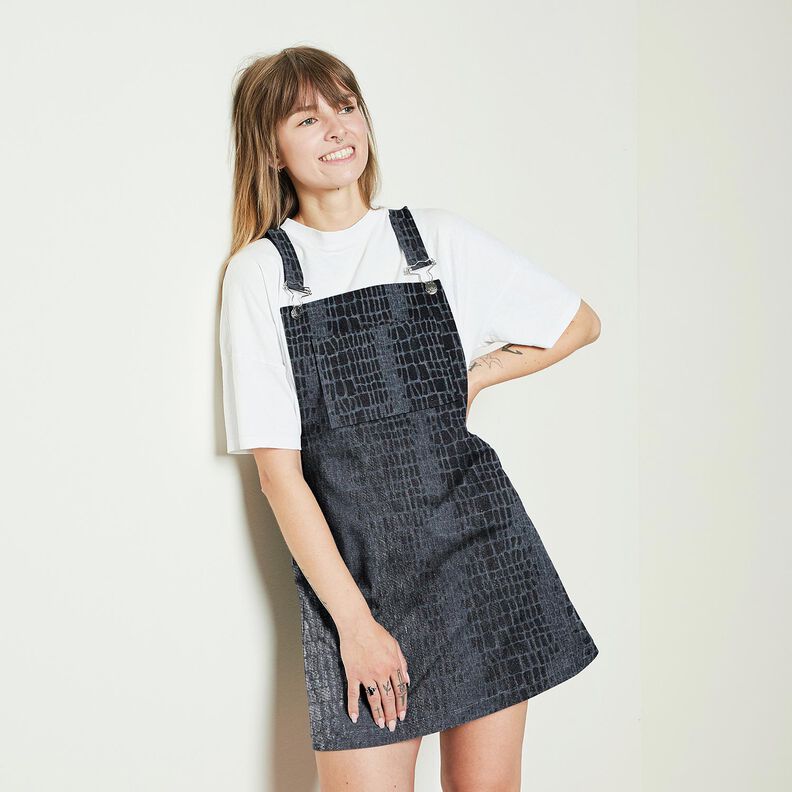 Denim de viscose Aparência de réptil – preto azulado,  image number 5