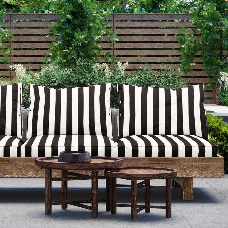 Tecido para exteriores Lona Riscas grossas – preto/marfim,  image number 6