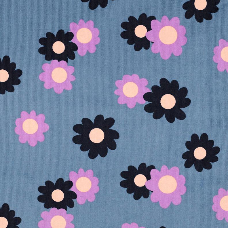 Bombazine para bebé Flores | Poppy Fabrics – azul ganga/lavanda,  image number 1