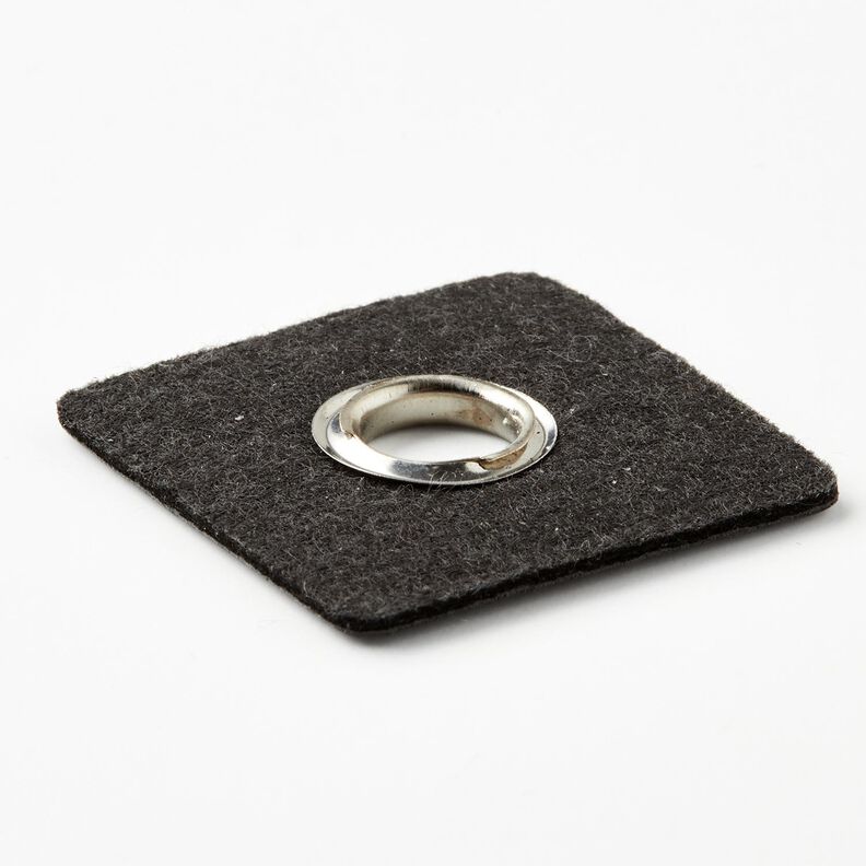 Remendo com ilhó [30 x 30 mm] – preto/prata metálica,  image number 3