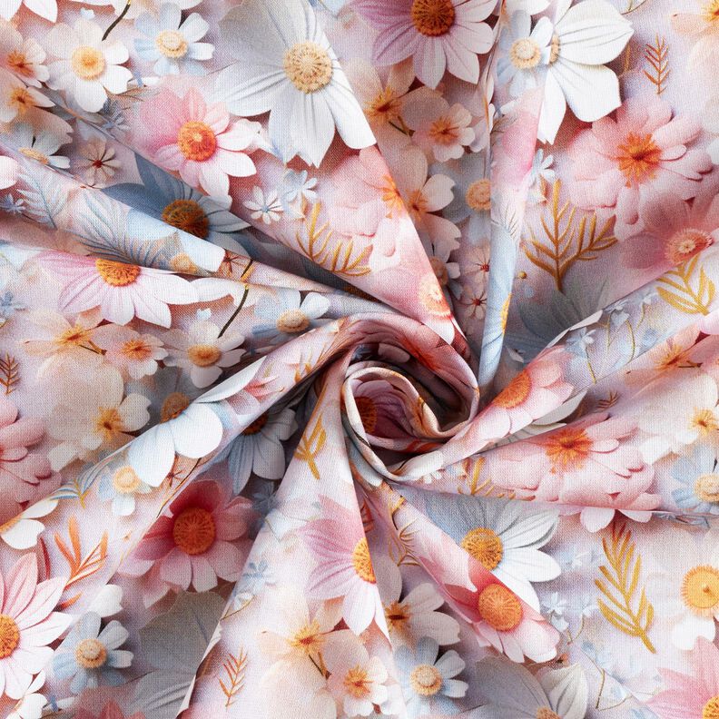 Popelina de algodão Flores de papel Impressão Digital – rosa-velho claro,  image number 3