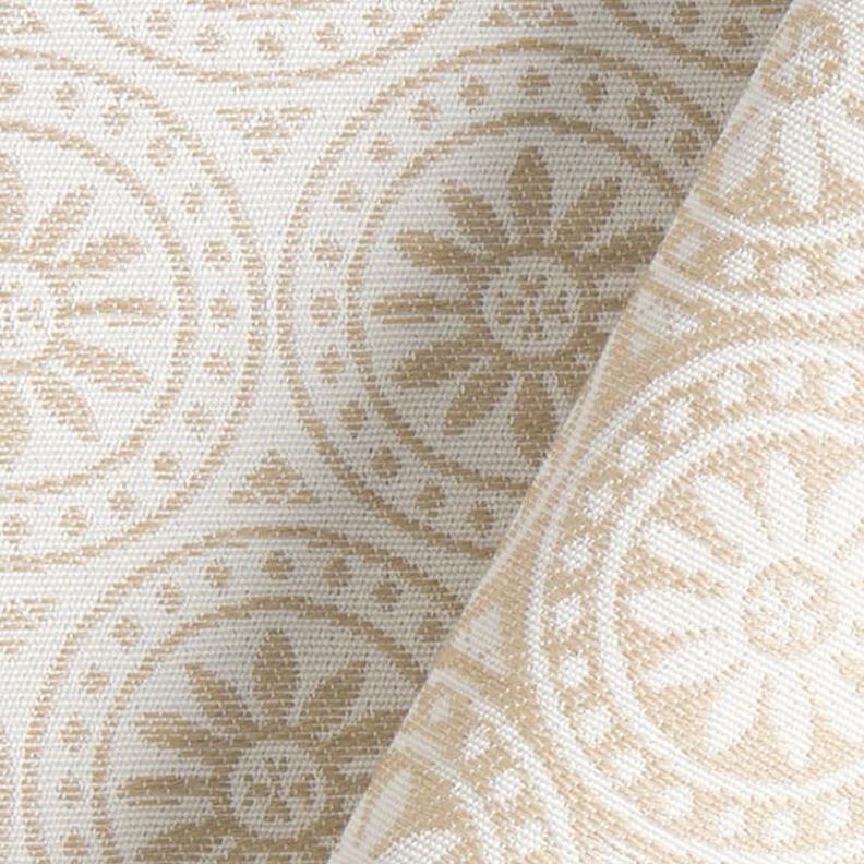 Tecido para exteriores jacquard Ornamentos círculos – beige/branco sujo,  image number 4