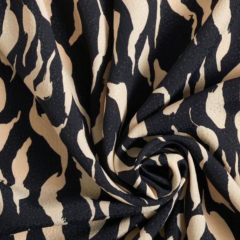 Tecido de viscose Padrão zebra abstrato – preto/bege claro,  image number 3