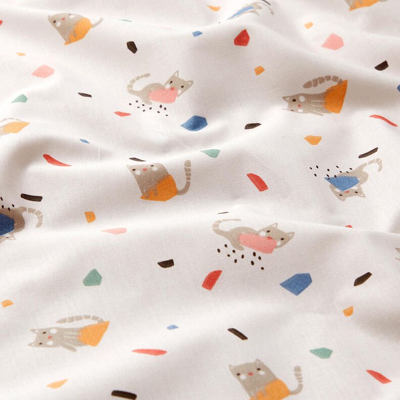 Popelina de algodão Gatos Confete – marfim/taupe claro,  image number 2