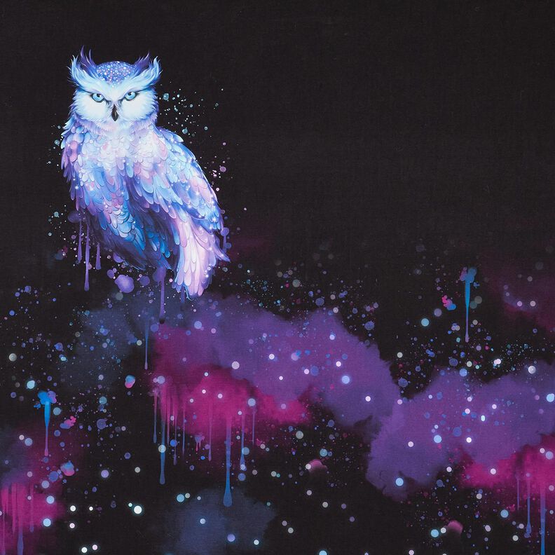 Jersey de algodão Coruja de inverno Barra | Glitzerpüppi – preto/uva,  image number 1