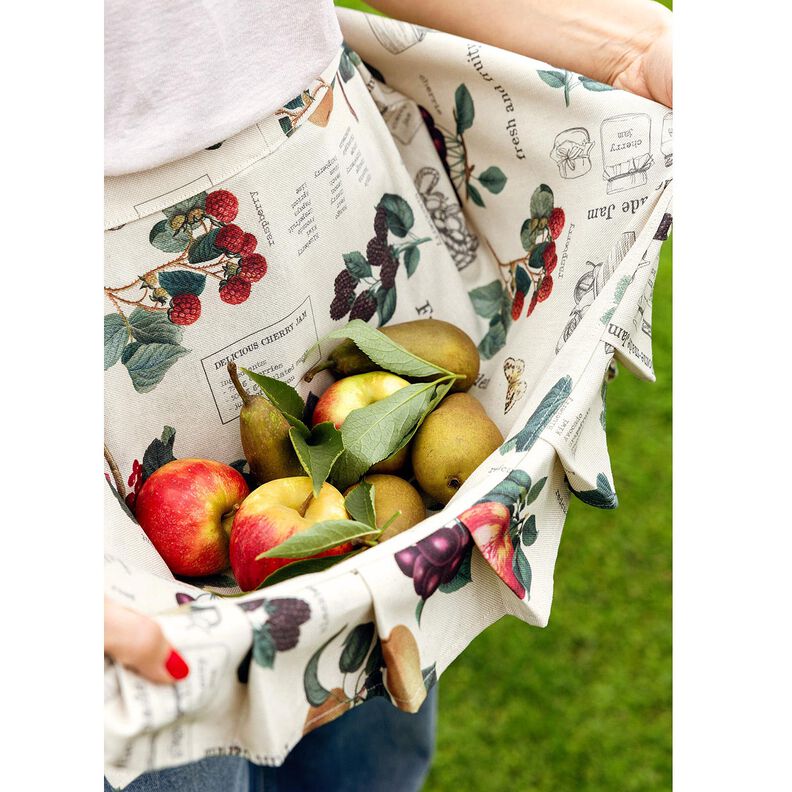 Tecido para decoração Meio linho Panamá Tipos de frutas – natural/verde escuro,  image number 6