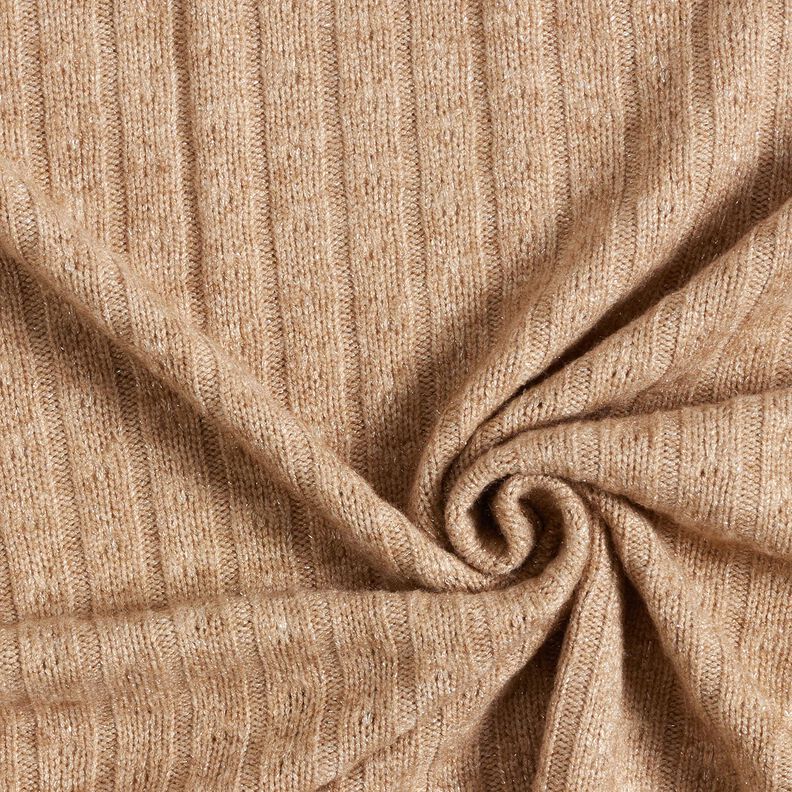 Tecido de malha Ajour Riscas brilhantes requintadas – castanho claro,  image number 3