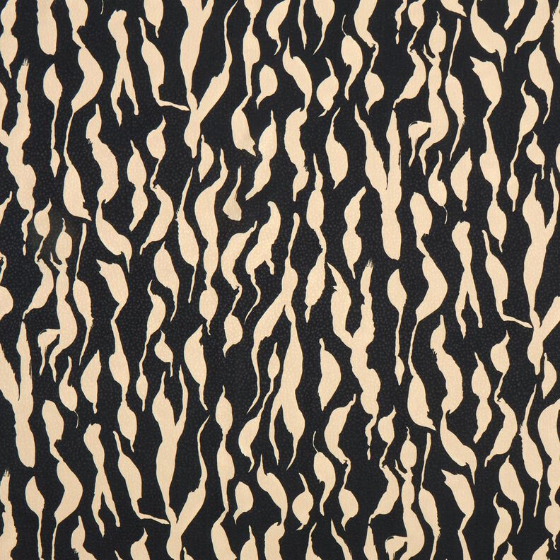 Tecido de viscose Padrão zebra abstrato – preto/bege claro,  image number 1