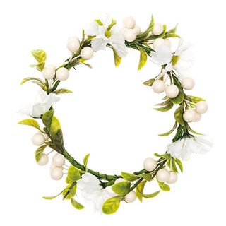 Coroa de flores Decoração com Bagas [Ø 10 cm/ 16 cm] – branco/verde, 
