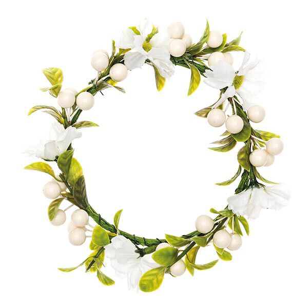 Coroa de flores Decoração com Bagas [Ø 10 cm/ 16 cm] – branco/verde,  image number 1